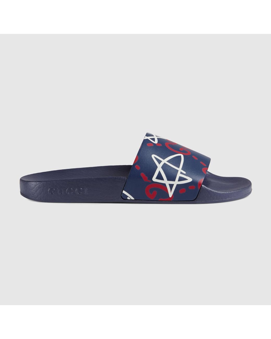 Gucci Ghost Pursuit Leather Slide in Blue Lyst